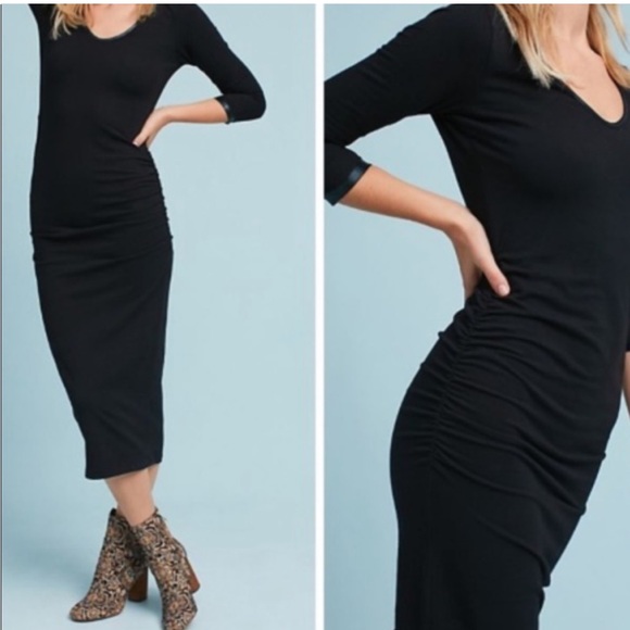 🇺🇸 MICHAEL STARS MIDI Jersey Dress with Sleeves Q27 - Picture 2 of 9